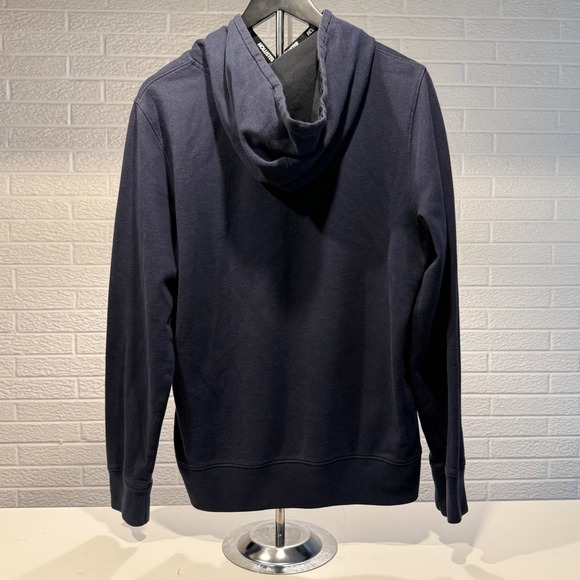 Hollister Hoodie Mens L Pullover Sweatshirt Patch Logo Navy Drawstring - Picture 3 of 5